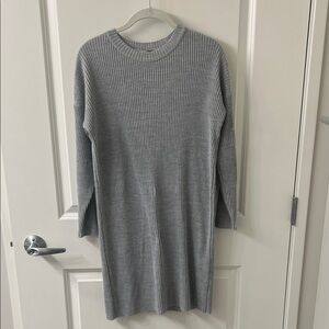 ASOS Light Gray Ribbed Long Sleeve Knit Dress